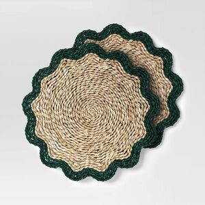 2pk Woven Seagrass Charger Placemat Green - Threshold